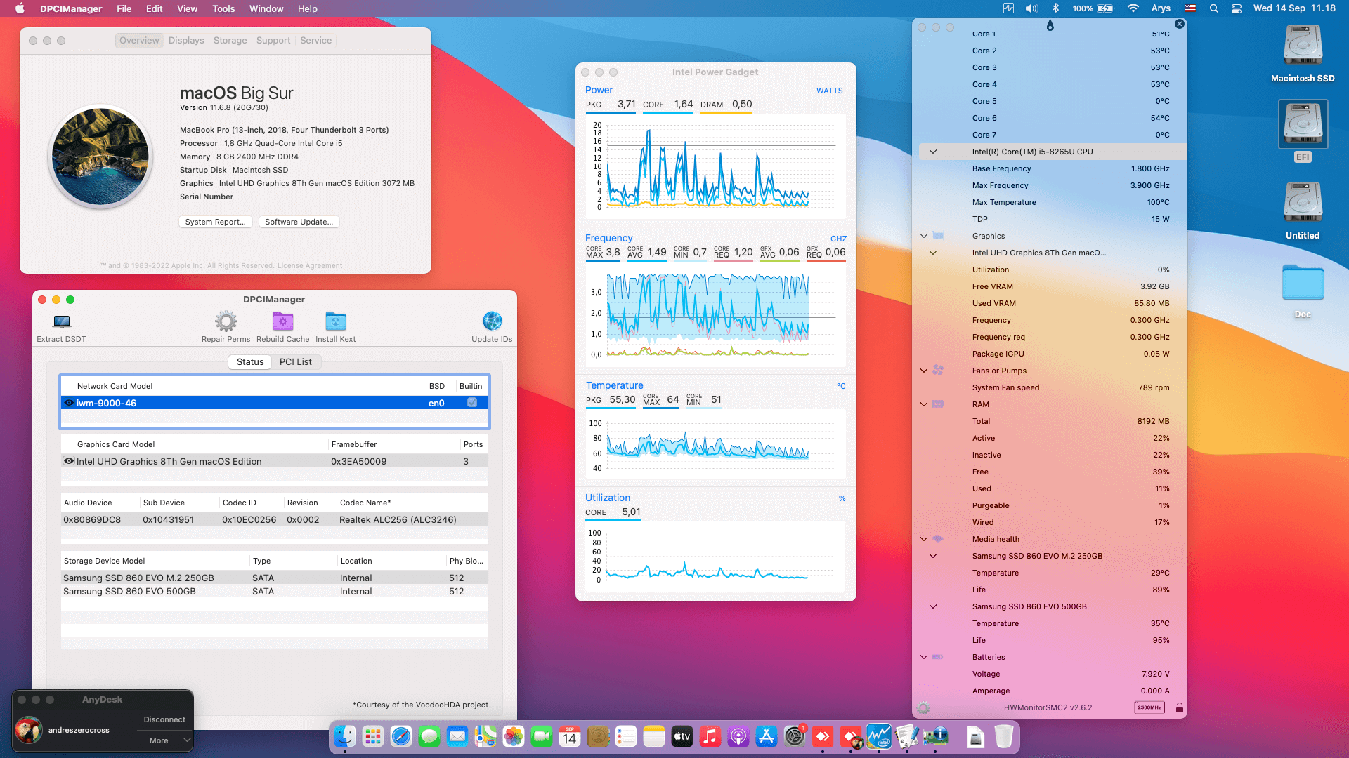 Success Hackintosh macOS Big Sur 11.6.8 Build 20G730 in Asus VivoBook A409FJ-EK502T